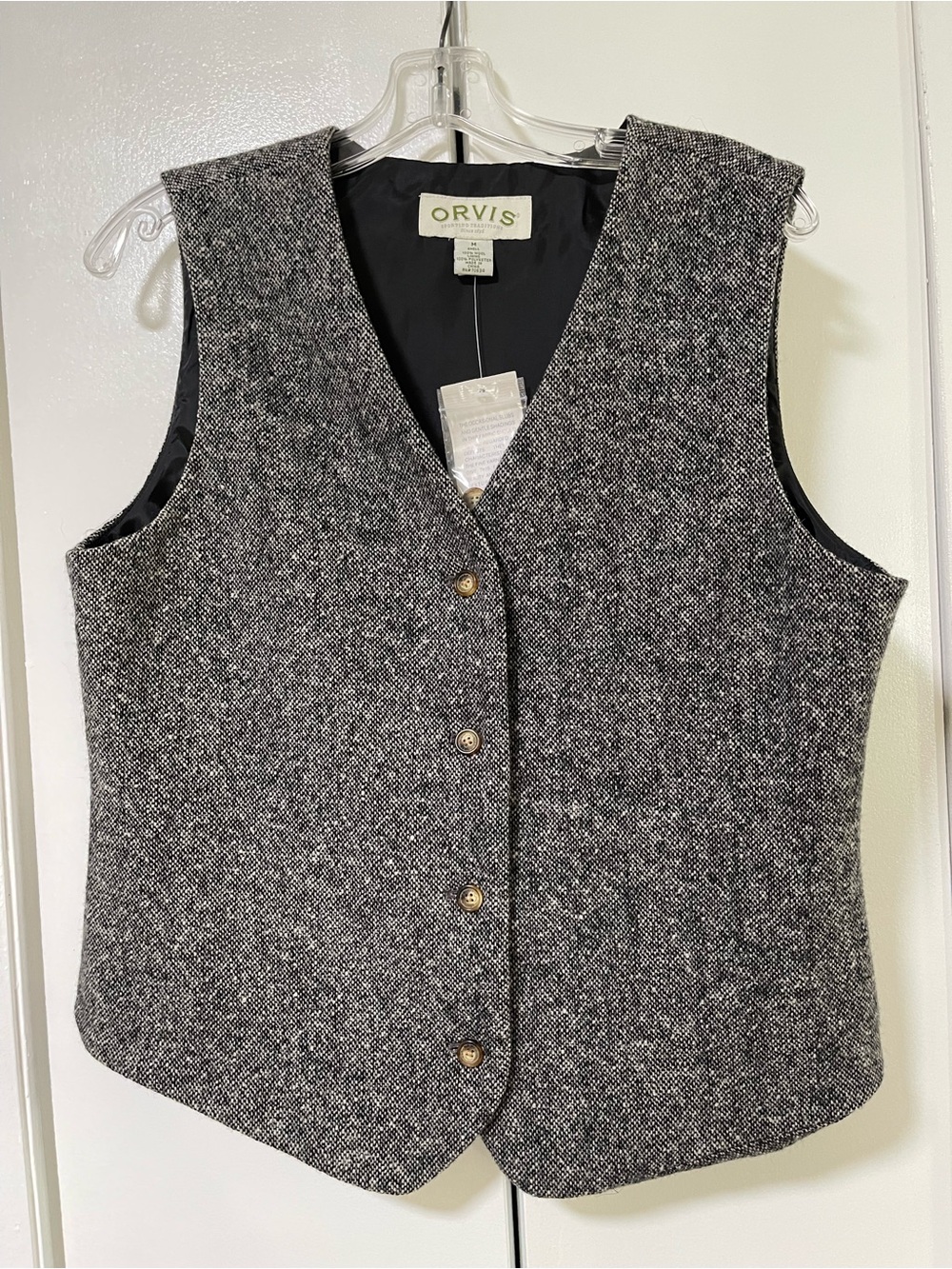 Orvis Gray Tweed Button-Front Vest